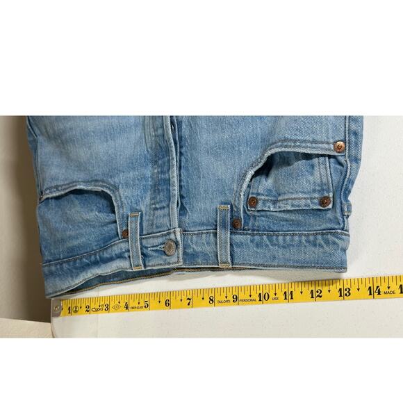 Levis Jeans Womens 27 Premium Ribcage Straight Button Fly Distressed Denim Big E - Picture 12 of 14